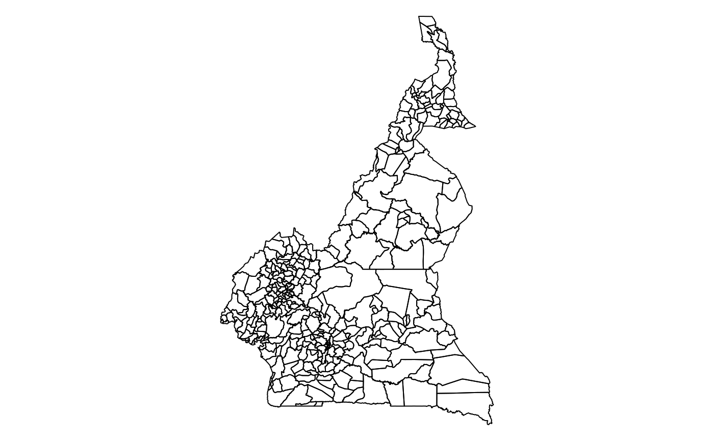 Unités épidémiologiques d'exemple pour le Cameroun.